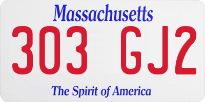 MA license plate 303GJ2
