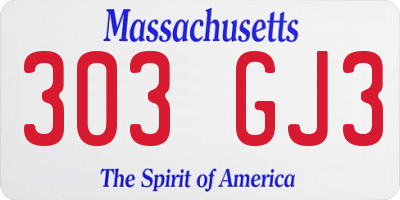 MA license plate 303GJ3