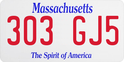 MA license plate 303GJ5