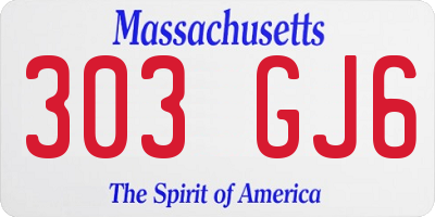 MA license plate 303GJ6