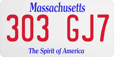 MA license plate 303GJ7
