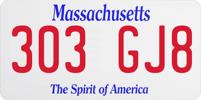 MA license plate 303GJ8