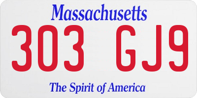 MA license plate 303GJ9