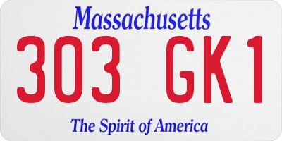 MA license plate 303GK1