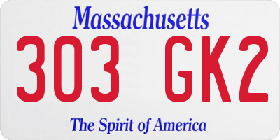 MA license plate 303GK2