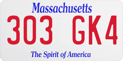 MA license plate 303GK4