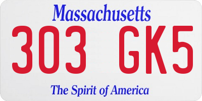 MA license plate 303GK5