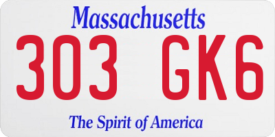 MA license plate 303GK6