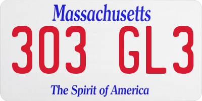 MA license plate 303GL3