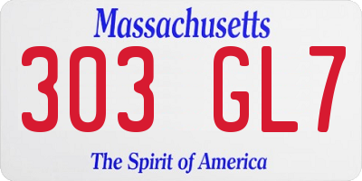 MA license plate 303GL7