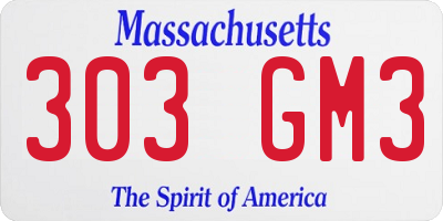 MA license plate 303GM3