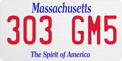 MA license plate 303GM5