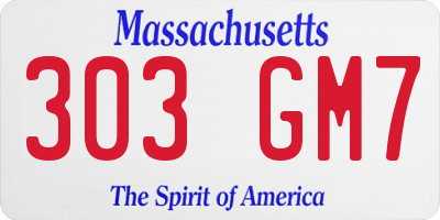 MA license plate 303GM7