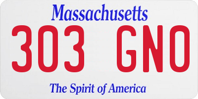 MA license plate 303GN0