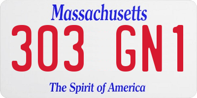 MA license plate 303GN1