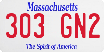 MA license plate 303GN2