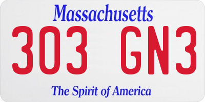MA license plate 303GN3
