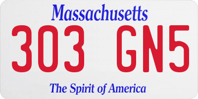 MA license plate 303GN5