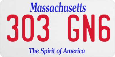 MA license plate 303GN6