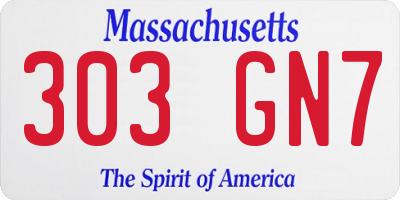 MA license plate 303GN7