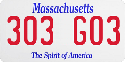 MA license plate 303GO3
