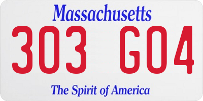 MA license plate 303GO4
