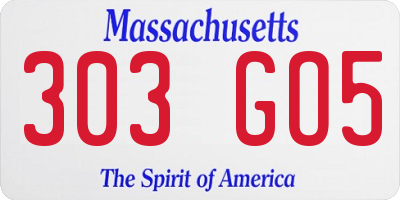 MA license plate 303GO5