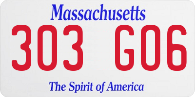 MA license plate 303GO6