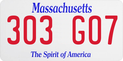 MA license plate 303GO7