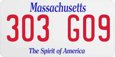 MA license plate 303GO9