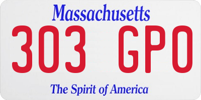 MA license plate 303GP0