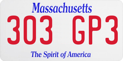 MA license plate 303GP3