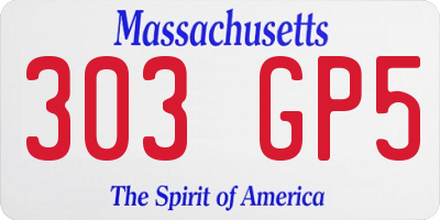 MA license plate 303GP5