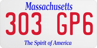 MA license plate 303GP6
