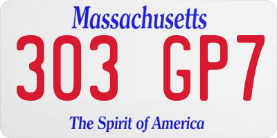 MA license plate 303GP7
