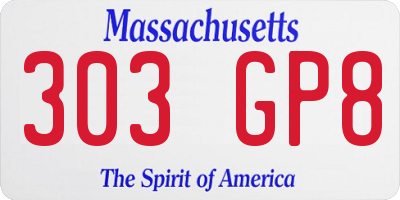 MA license plate 303GP8