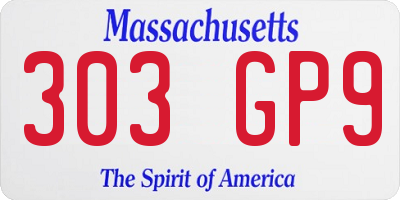MA license plate 303GP9
