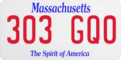 MA license plate 303GQ0