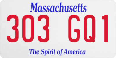 MA license plate 303GQ1