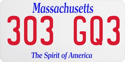 MA license plate 303GQ3