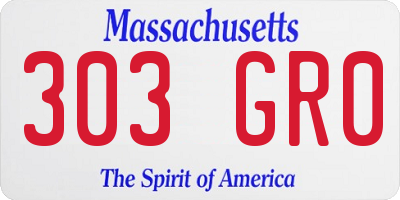 MA license plate 303GR0