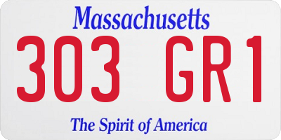 MA license plate 303GR1