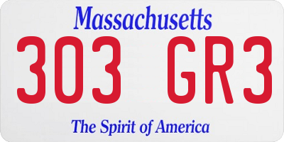 MA license plate 303GR3