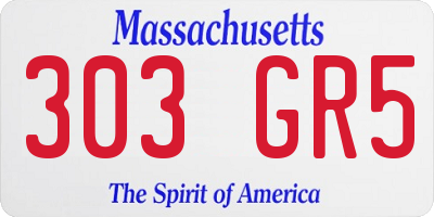 MA license plate 303GR5
