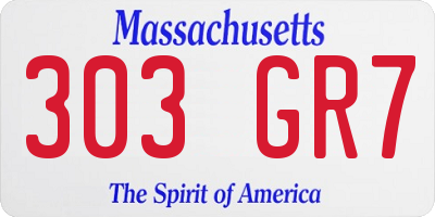 MA license plate 303GR7