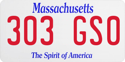 MA license plate 303GS0