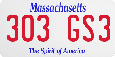 MA license plate 303GS3