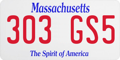 MA license plate 303GS5