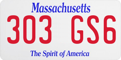 MA license plate 303GS6