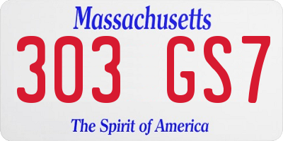MA license plate 303GS7
